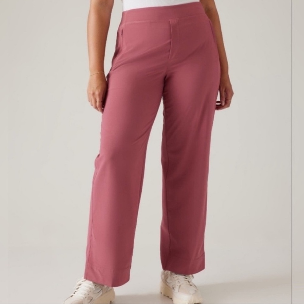 Athleta High Rise Wide Leg Pants Mauve Rose Womens 4